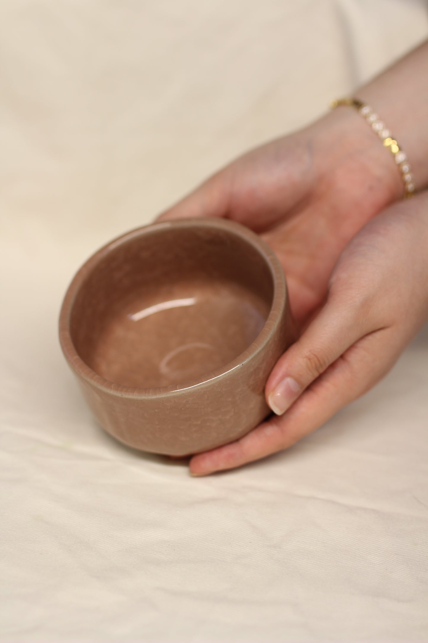 Mino-yaki Chawan - Smokey Pink Crackle Glaze Kikko Kannyu