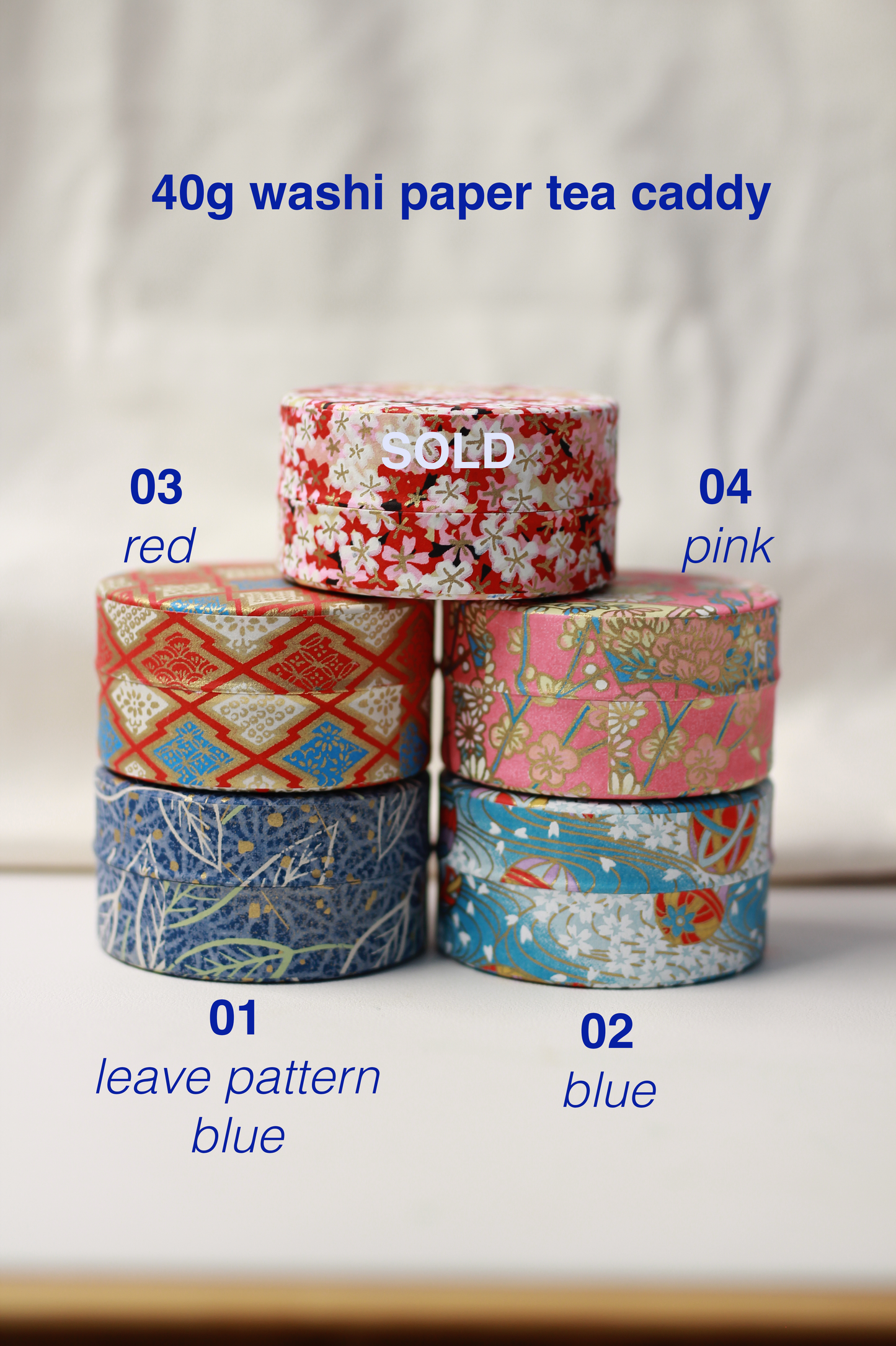 Washi Paper Metal Tea Caddy - (Empty Tin) 40g