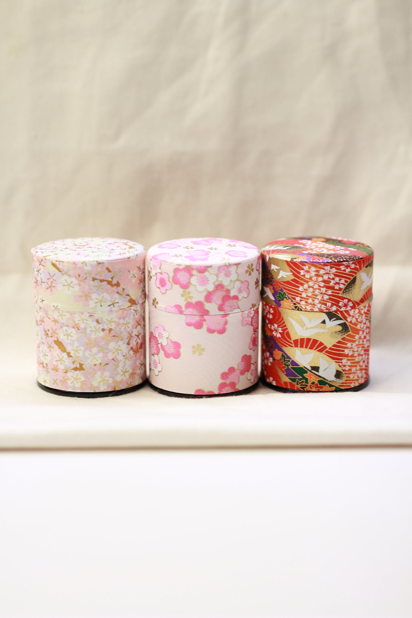 Pink Washi Paper Metal Tea Caddy - Varied 40g