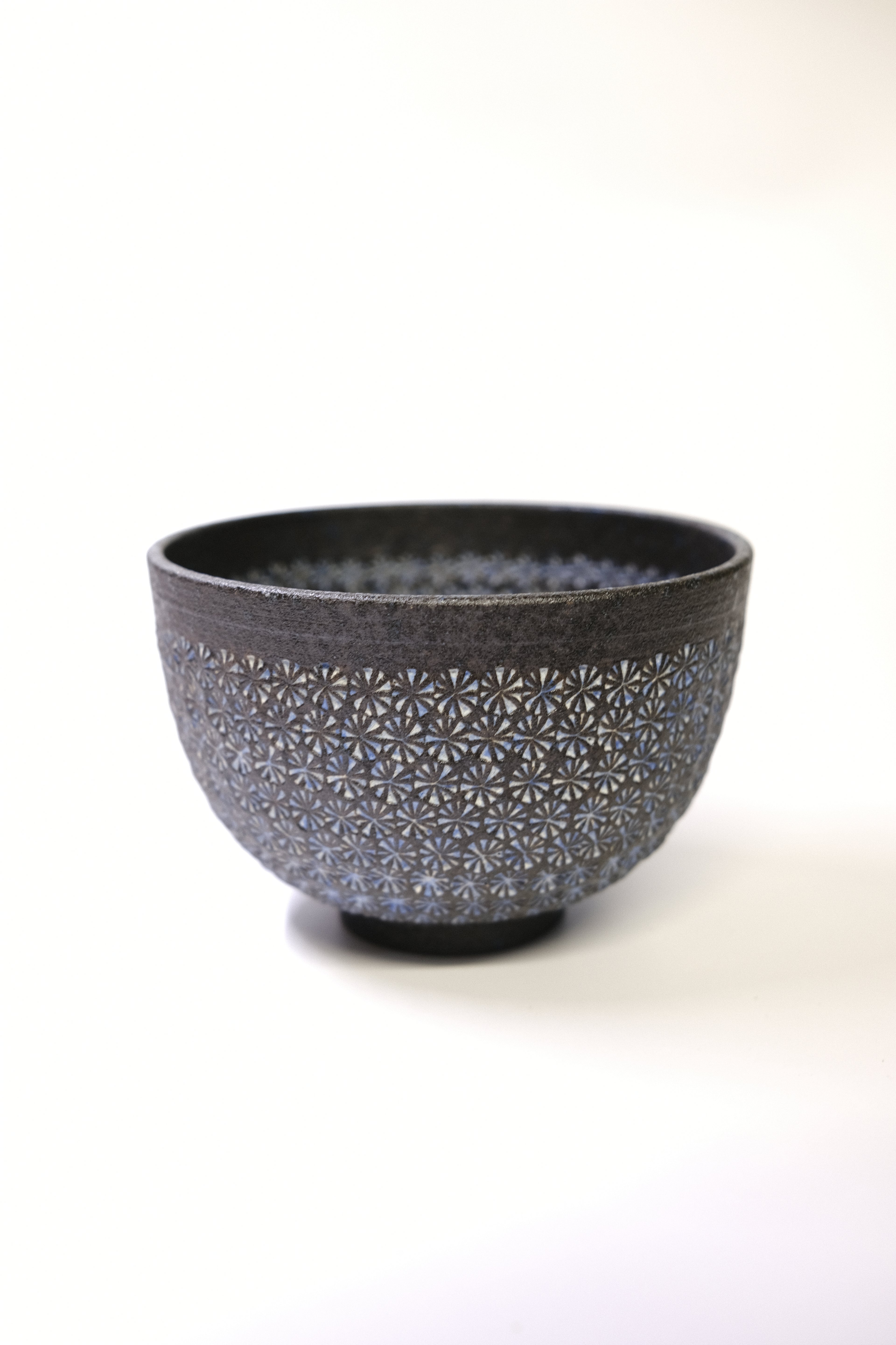 Kiyomizuyaki ware -Ao-mishima Kiyomizu-yaki Chawan