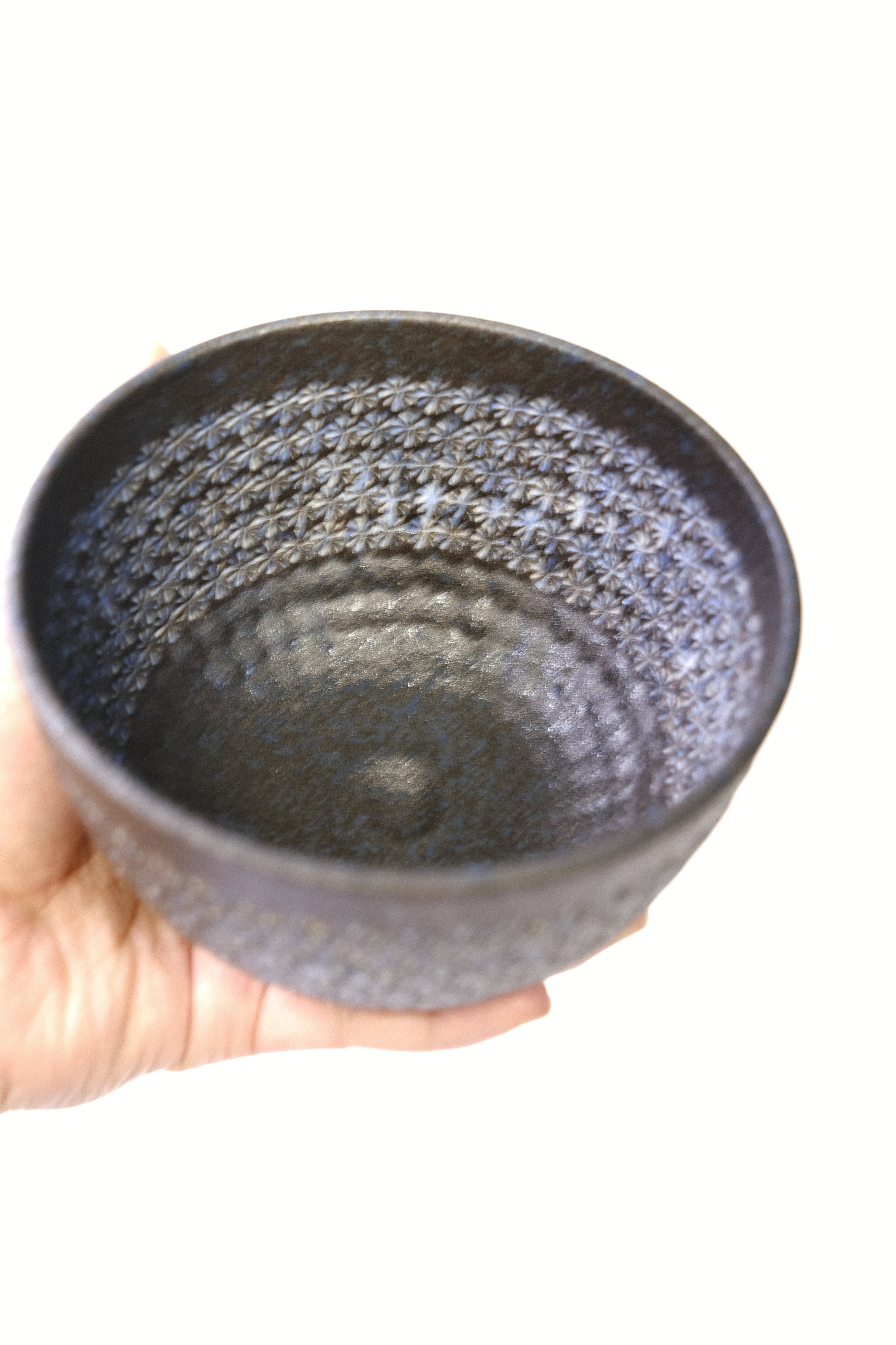 Kiyomizuyaki ware -Ao-mishima Kiyomizu-yaki Chawan