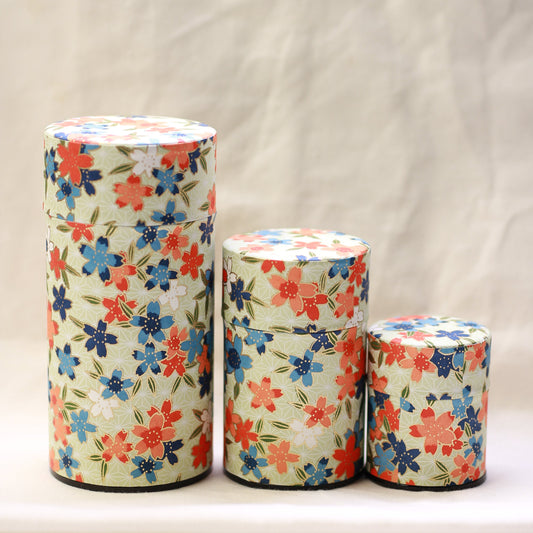 Light Green Washi Paper Metal Tea Caddy Set