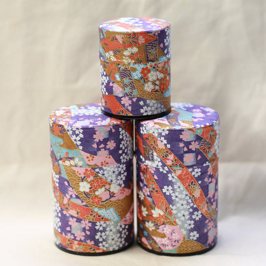 Blue  Washi Paper Metal Tea Caddy Set