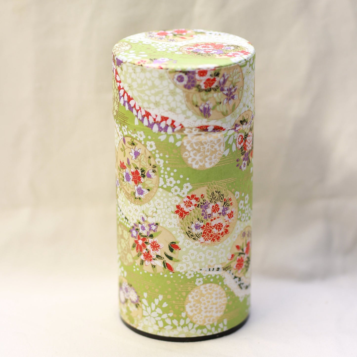 Green Washi Paper Metal Tea Caddy Set 2