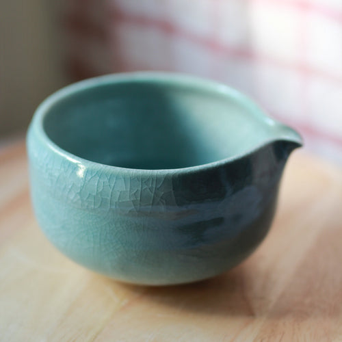 Bat Trang Chawan - Icy Crackle Glaze - Light Blue Jade | Small